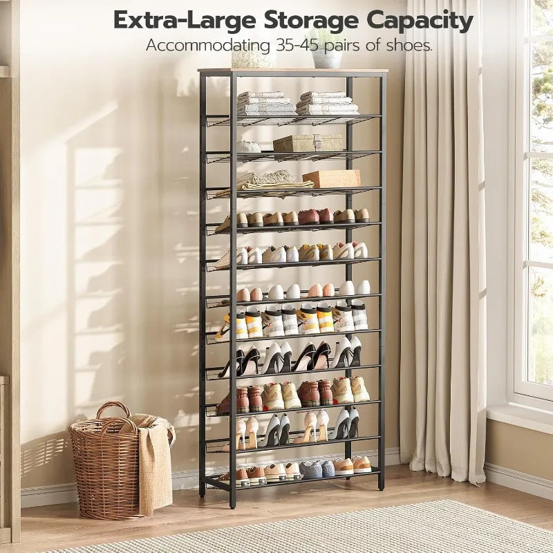 12-Tier Shoe Rack Large Capacity Organizer for 45 Pairs of Shoes