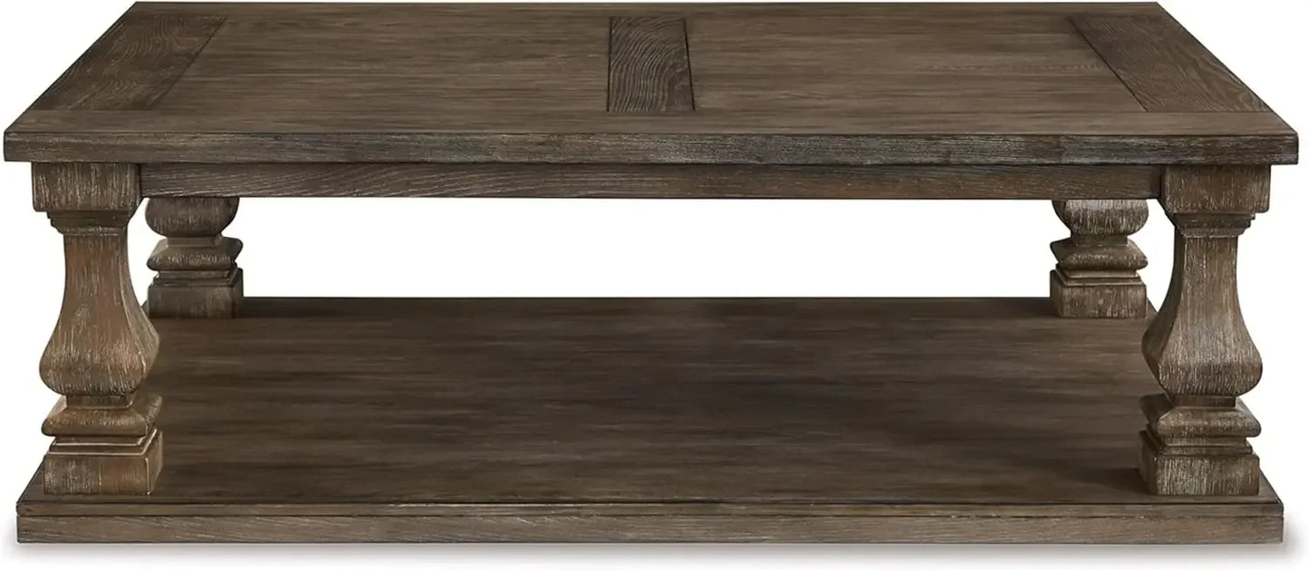Johnelle Farmhouse Coffee Table Rectangular Rustic Living Room Furniture