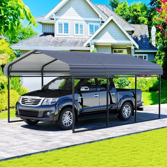 Heavy Duty 10x15 FT Metal Carport Galvanized Steel Roof Outdoor Shelter