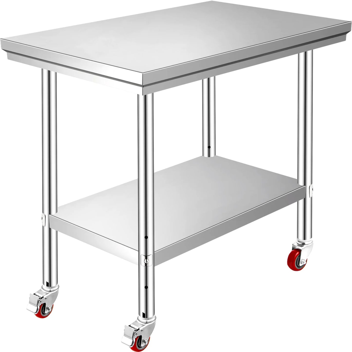 VEVOR Stainless Steel Kitchen Worktable with Caster Wheels for Storage