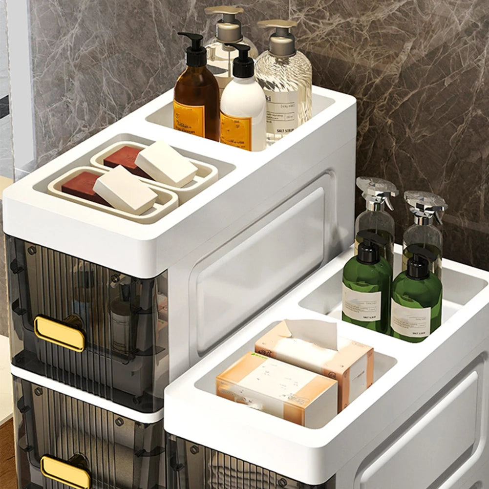 Bathroom Storage Cabinet 4 Tier Narrow Organizer Rack Waterproof Shelves
