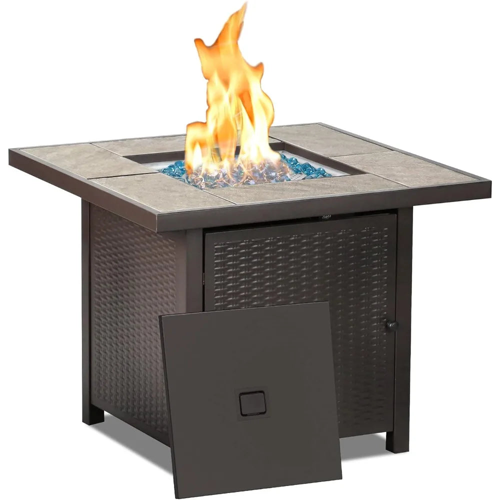 Propane Gas Fire Pit Table 32 Inch 50000 BTU Outdoor Square Firepit