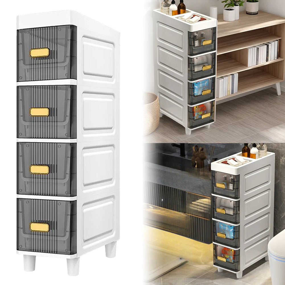 Bathroom Storage Cabinet 4 Tier Narrow Organizer Rack Waterproof Shelves