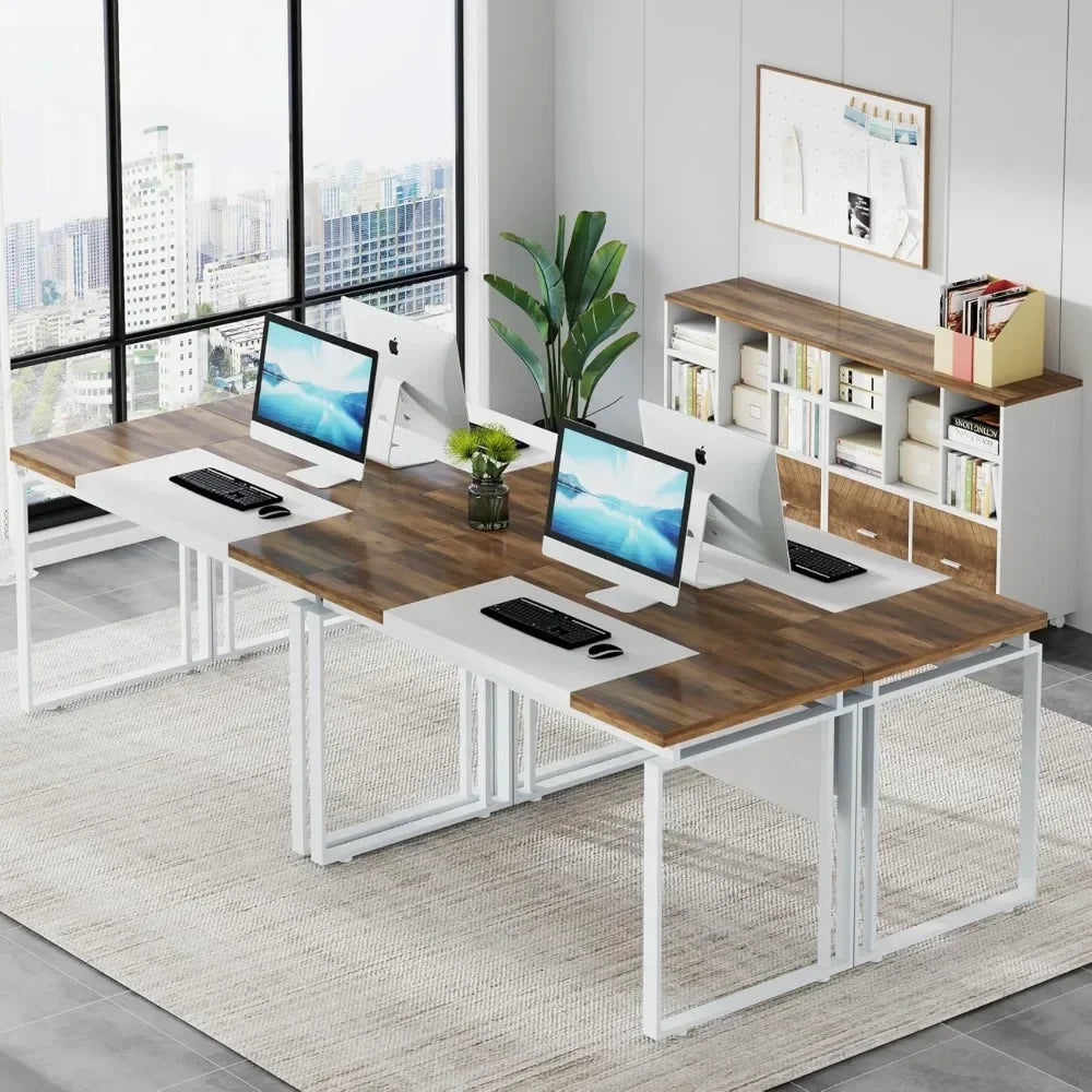 L-Shaped Executive Desk with Reversible File Cabinet Office Desk Set
