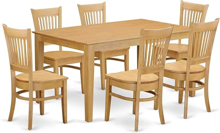 Ljustra 7 Piece Dining Table Set Rectangular Wooden Table 6 Chairs