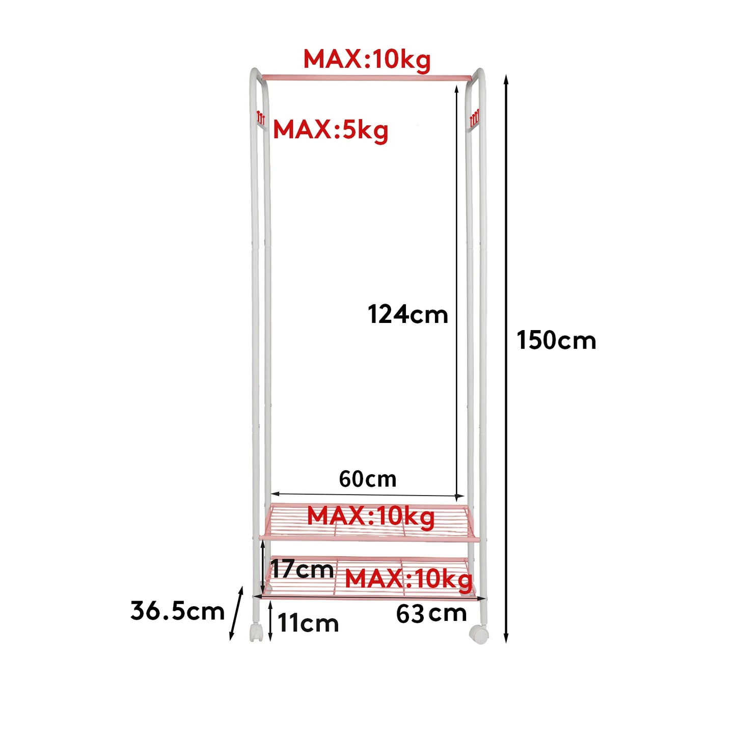 Industrial Pipe Clothes Rail Rack Heavy Duty Garment Stand Wheels