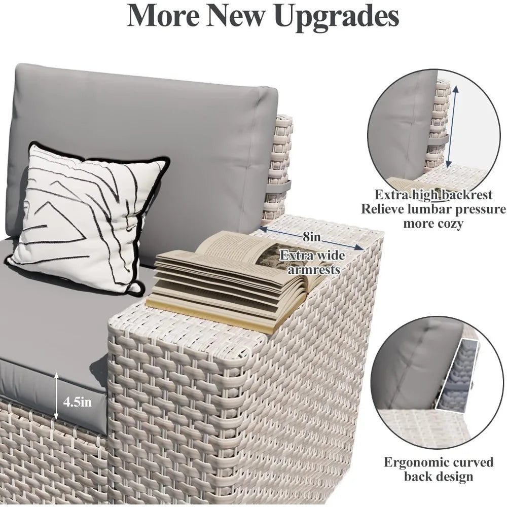 Ljustra 6-Piece Modular Patio Furniture Set Outdoor Sofa Rattan Wicker