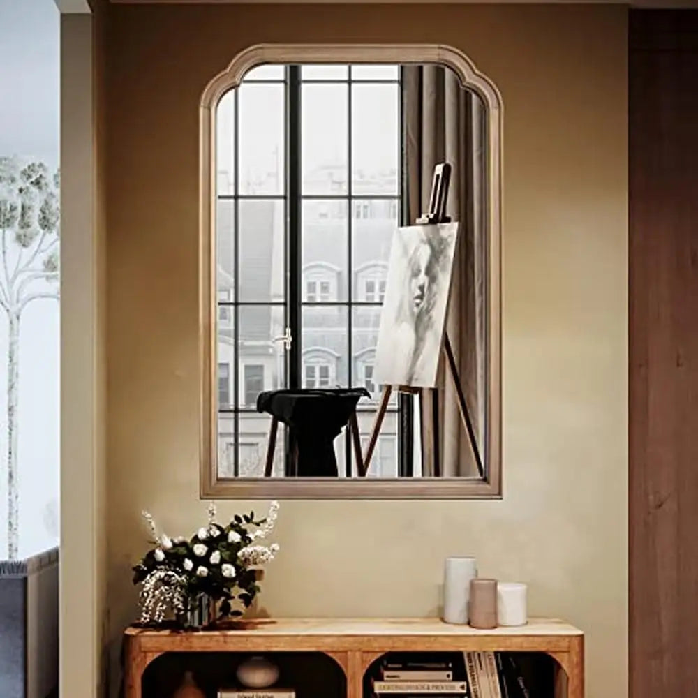 Rustic Wood Frame Wall Mirror 24x36 Handcrafted Wall Mounted Decor