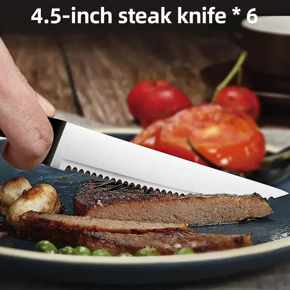 Ljustra 15pcs Chef Knife Set Stainless Steel Kitchen Knife Set with Scissors