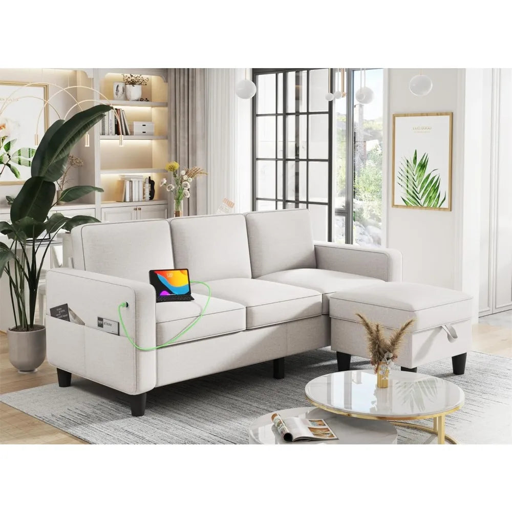 Ljustra Sectional Couch with Storage USB Charging for Living Room