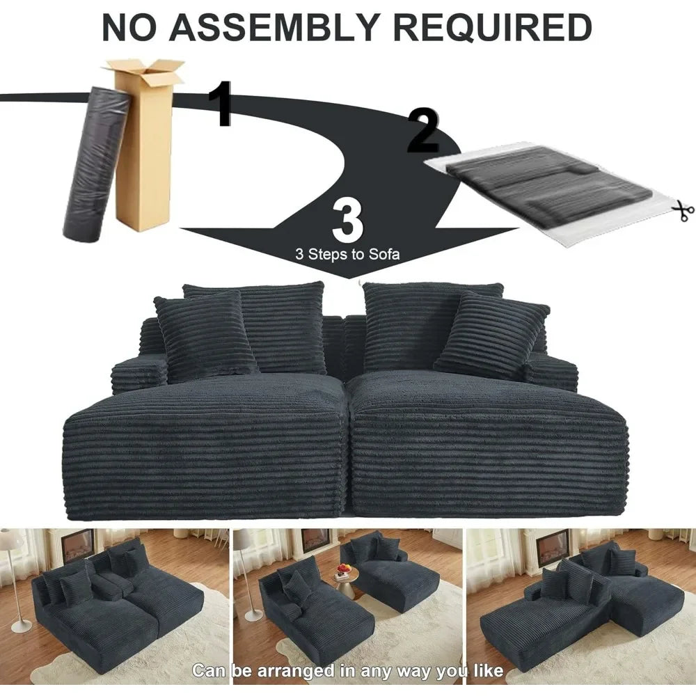 Ljustra 78 Oversized Double Chaise Lounge Couch Indoor Sectional Sofa