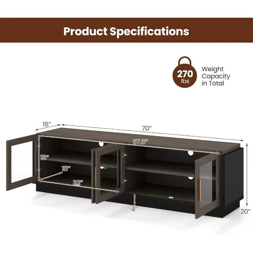 Large TV Stand for 75 Inch TVs Modern Entertainment Center with Storage