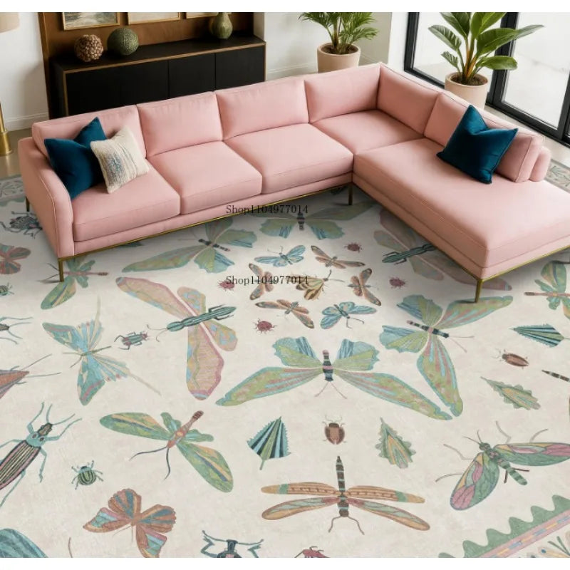 Green Butterfly Rug Floral Area Rug for Bedroom Living Room Kitchen