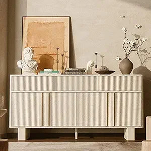 Modern 63 Inch Sideboard Buffet Cabinet with 3 Drawers and 4 Doors