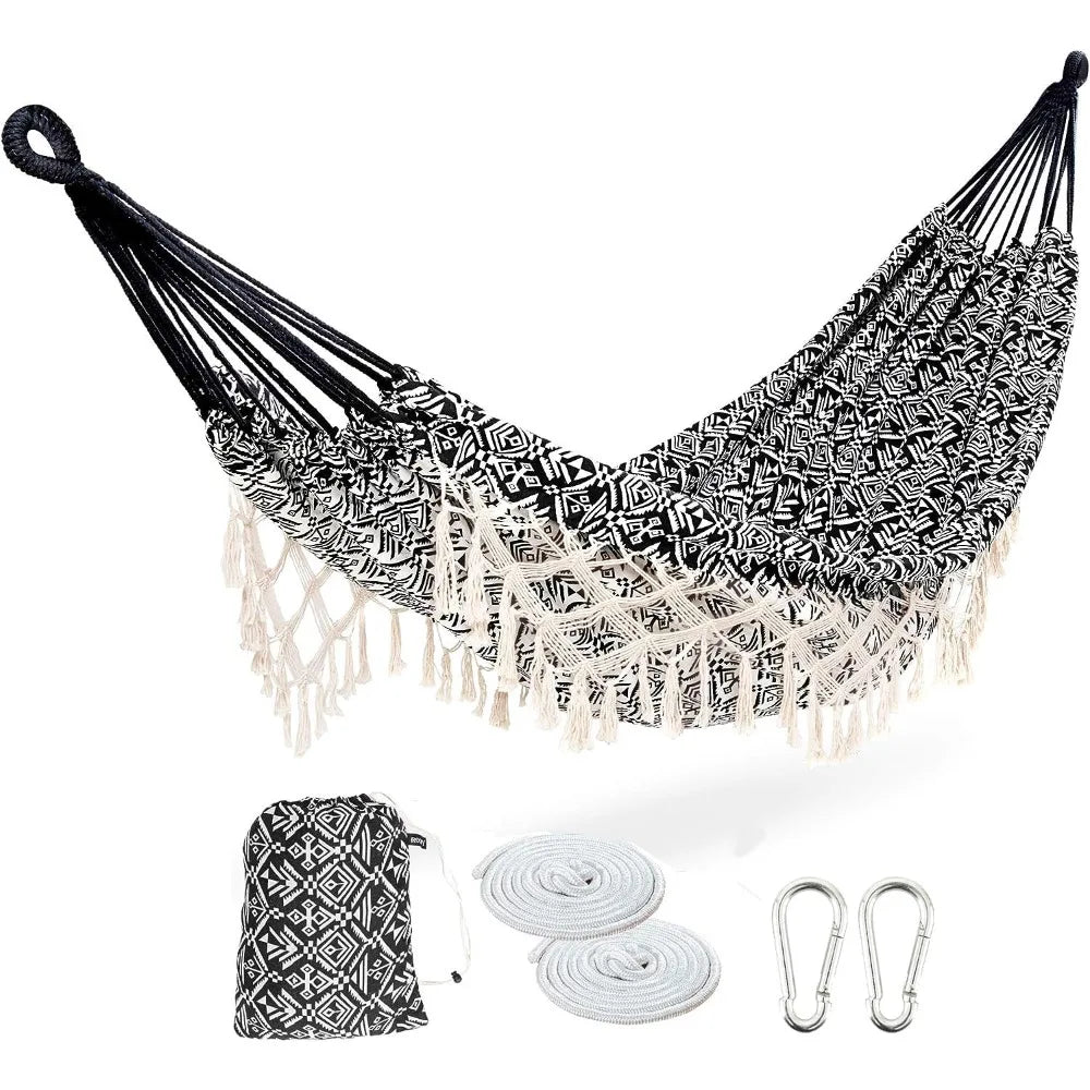Portable Hammock with Tassel for Outdoor Indoor Use with Carry Bag