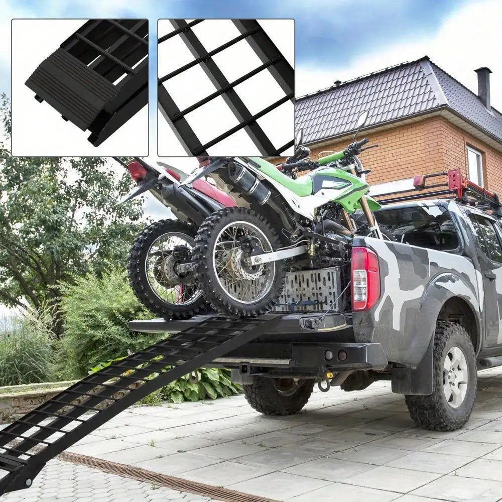 Pair of 10ft Lightweight Folding Aluminum Arch ATV Ramps 1200 lbs Capacity