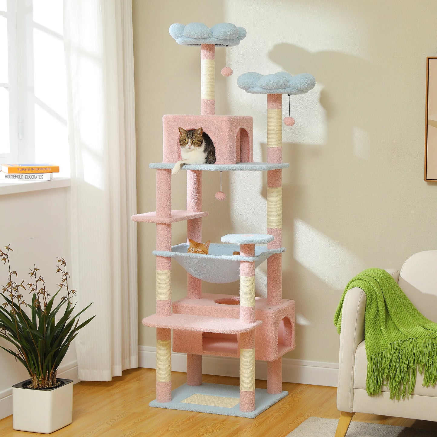 Multi-Level Cat Tree Tower Scratching Posts Hammock Condo Indoor Cats