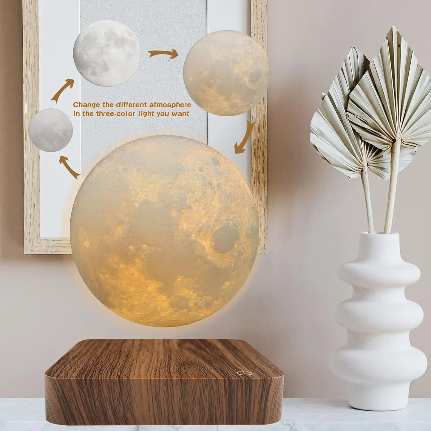 Magnetic Floating Moon Lamp with 3 Color LED Night Light Unique Gift