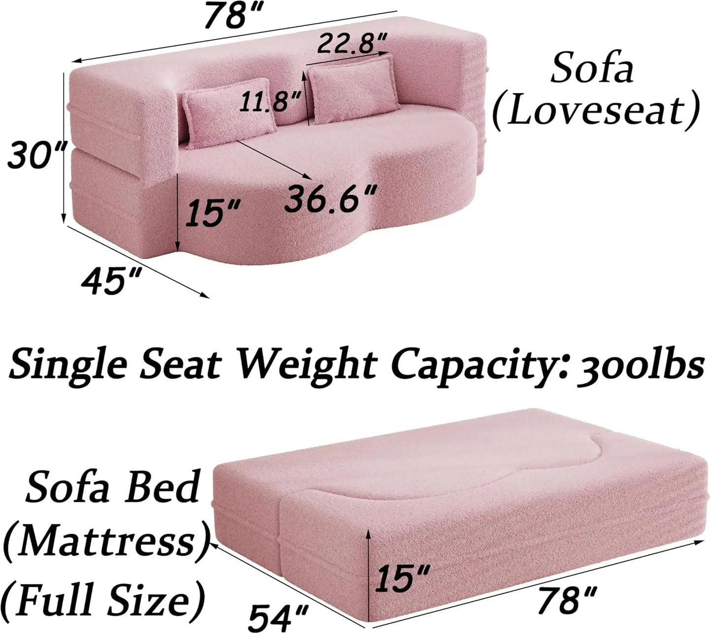 Ljustra Convertible Folding Sofa Bed Memory Foam Sleeper Couch