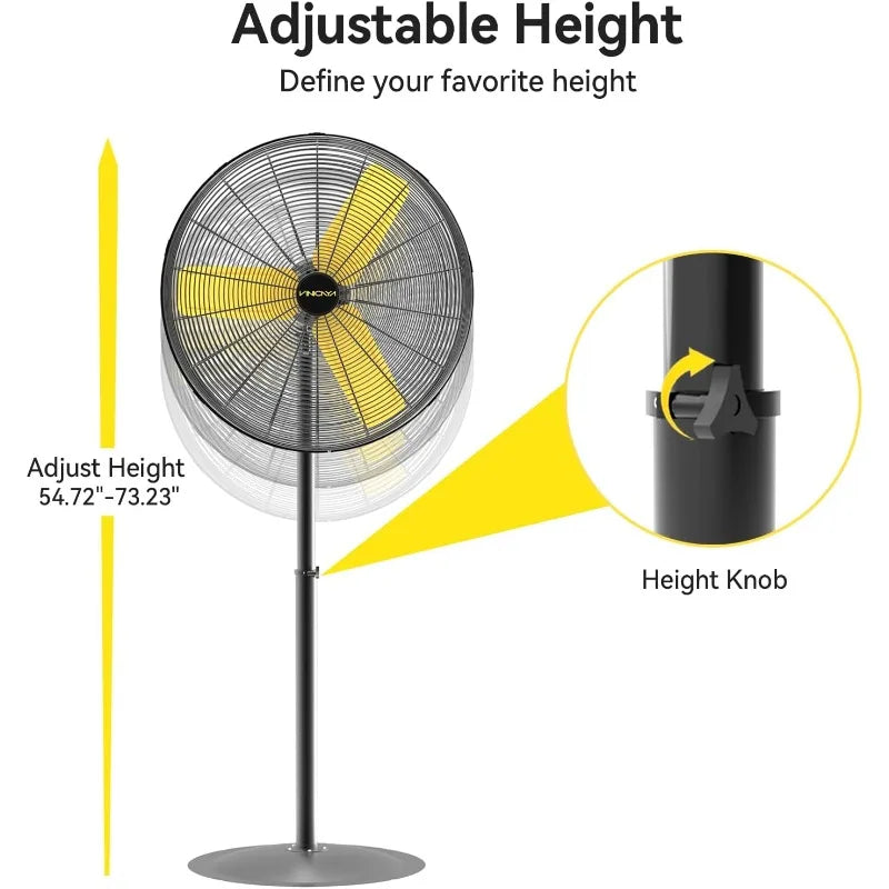 30 Inch Industrial Pedestal Fan Heavy Duty 3 Speed Oscillating 8900 CFM