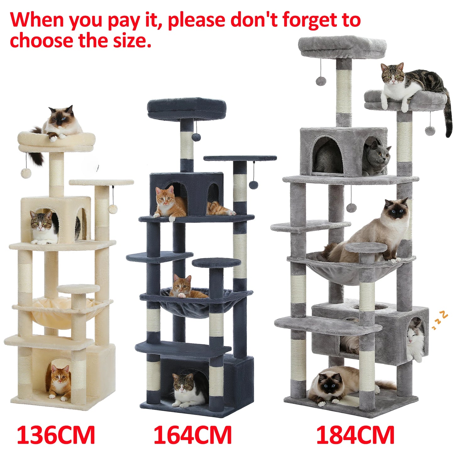 Large Cat Tree Tower Indoor Cats Scratching Posts Hammock Condo Toys