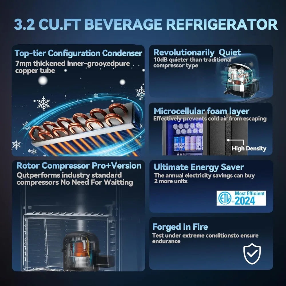 Beverage Refrigerator 128 Can Mini Fridge Cooler for Home Office Bar