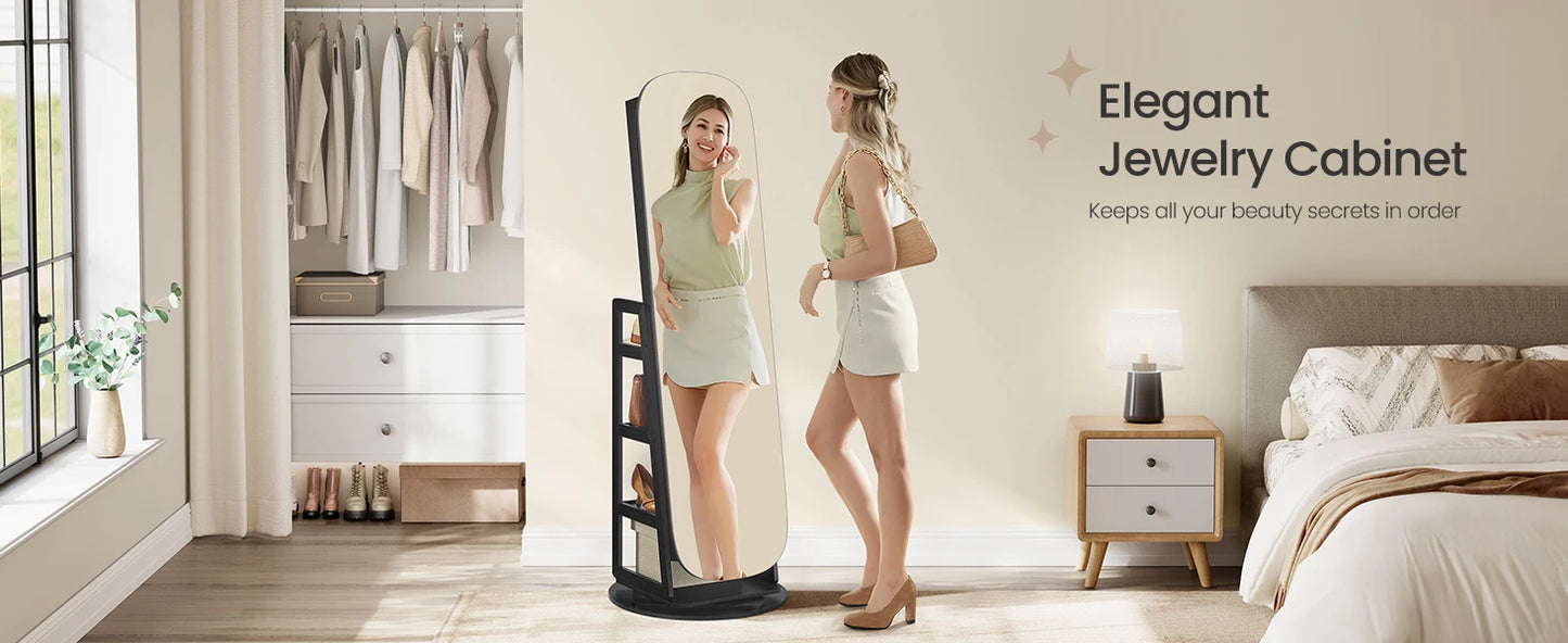 Ljustra LED Jewelry Cabinet 360 Swivel Organizer Lockable Mirror