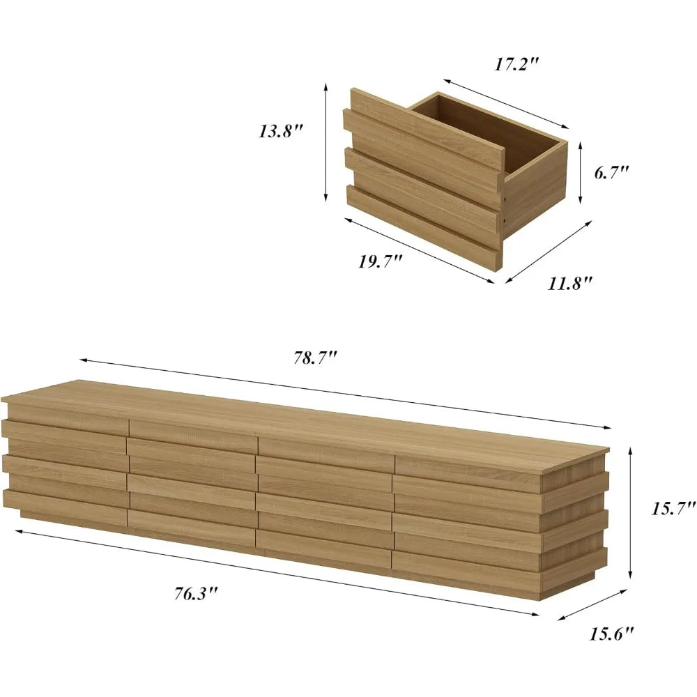 Ljustra 78.7" Fluted TV Stand Modern Entertainment Center for TVs Up to 85