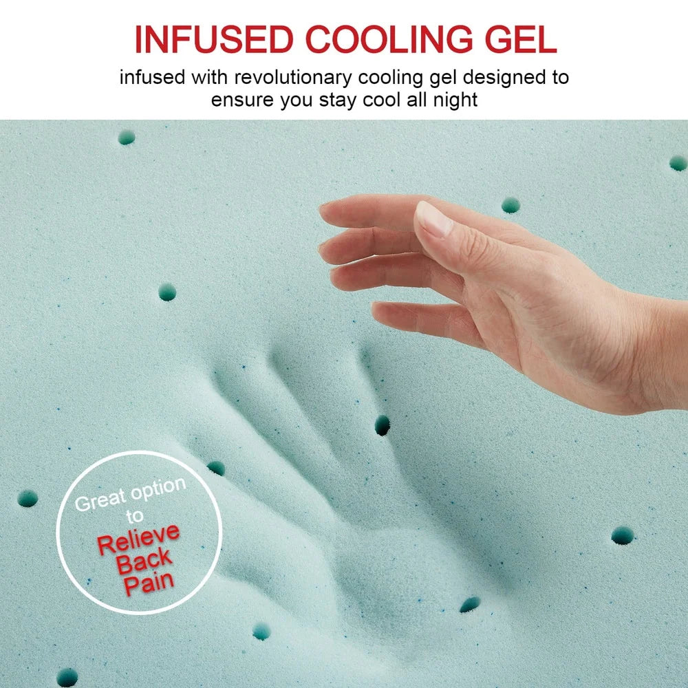 Ljustra Cooling Gel Memory Foam Mattress Topper Twin 2 Inch Comfortable Upgrade