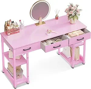 Small Office Desk with Fabric Drawers Modern Writing Table 48 Inch