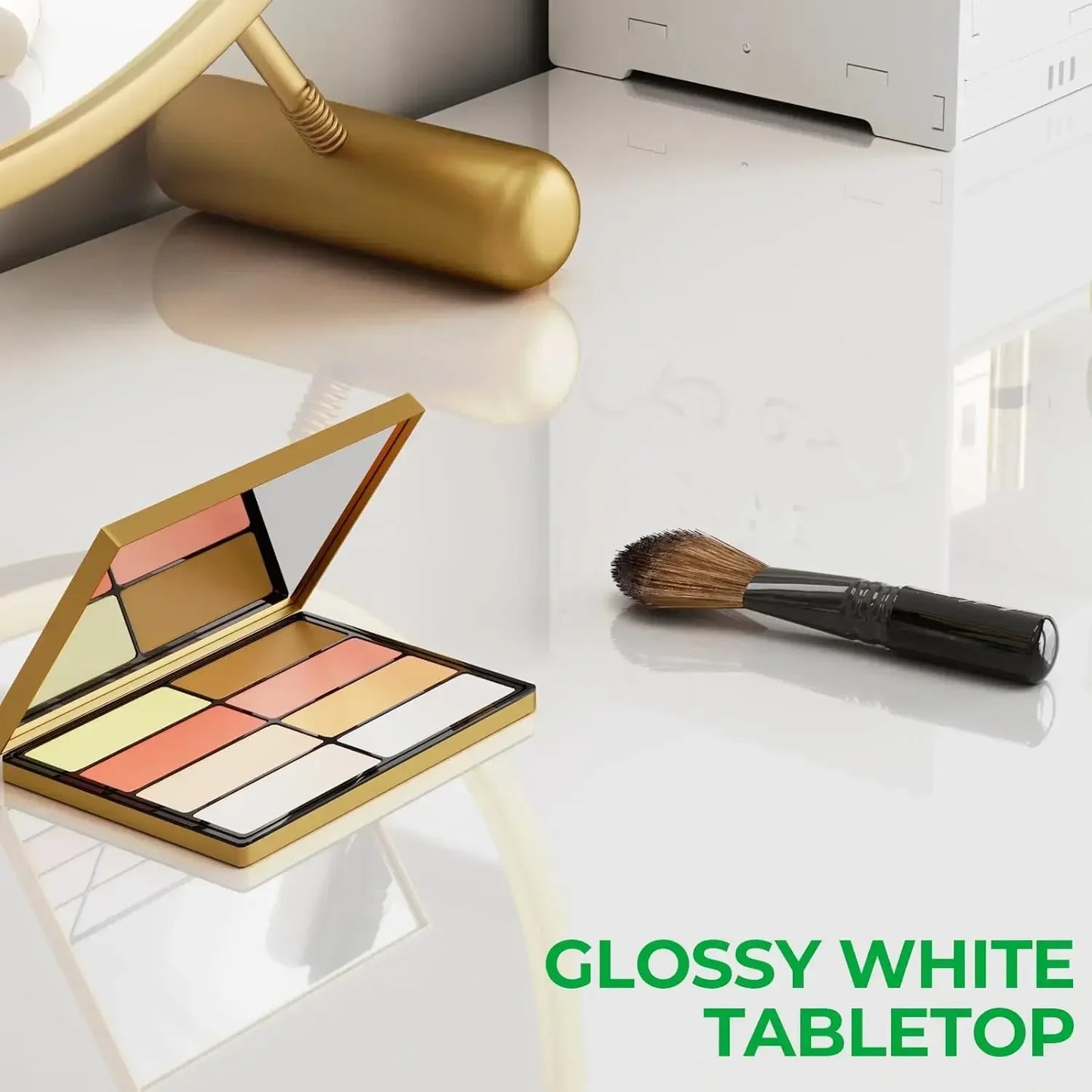 47 Inch Modern Vanity Desk White Makeup Table with 2 Drawers for Home Office