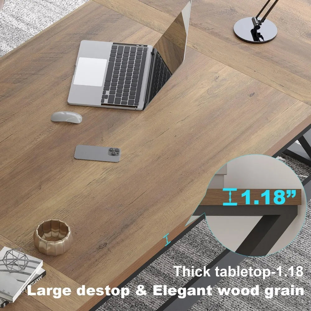 Rustic Large Computer Desk Extra Long Industrial Home Office Table