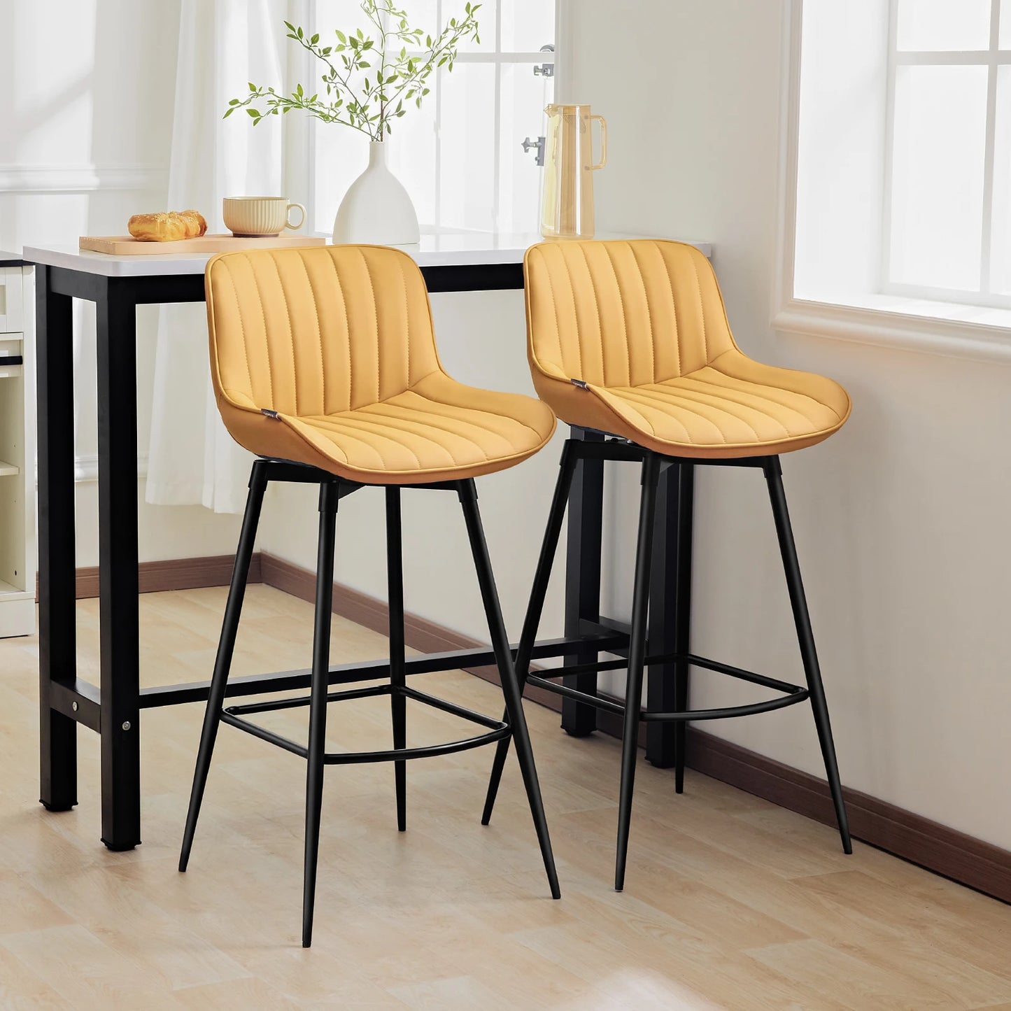 Redlife Swivel Bar Stools Set of 2 Modern Counter Height Dining Chairs