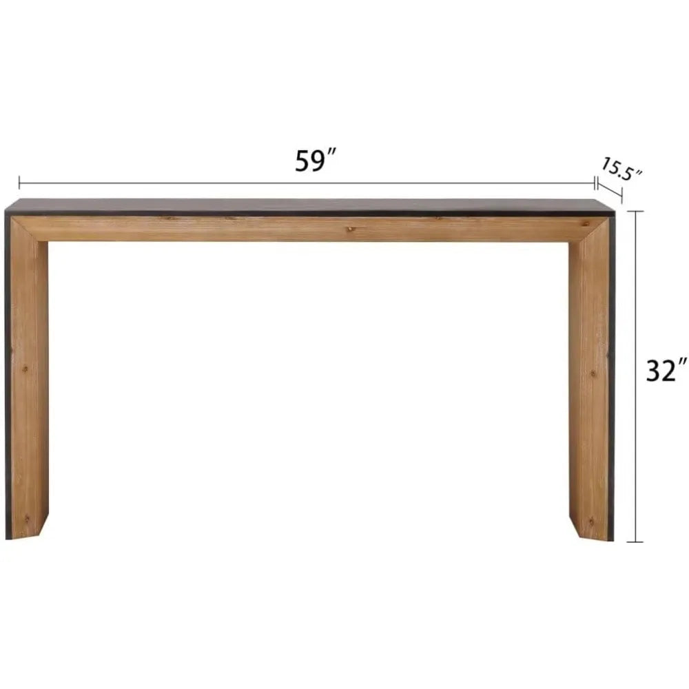 Black Natural Wooden Console Table Narrow Entryway Table Modern Design