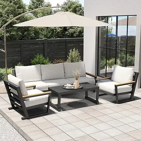 Aluminum Outdoor Sofa Modern Patio Furniture 4 Seats Sectional Set