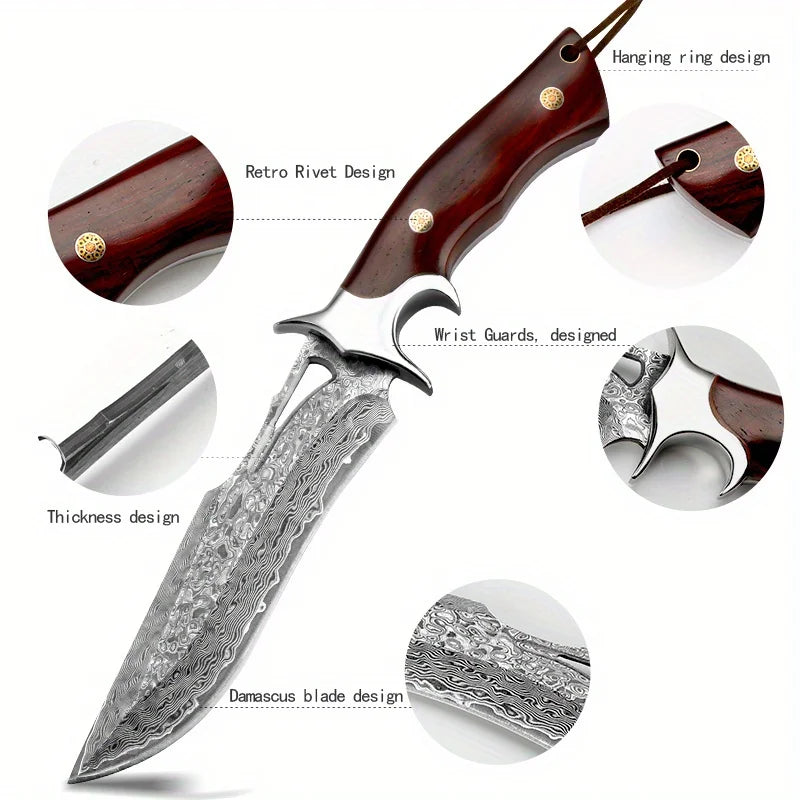 Large Damascus Stainless Steel Knife Sharp Convenient Carry Durable