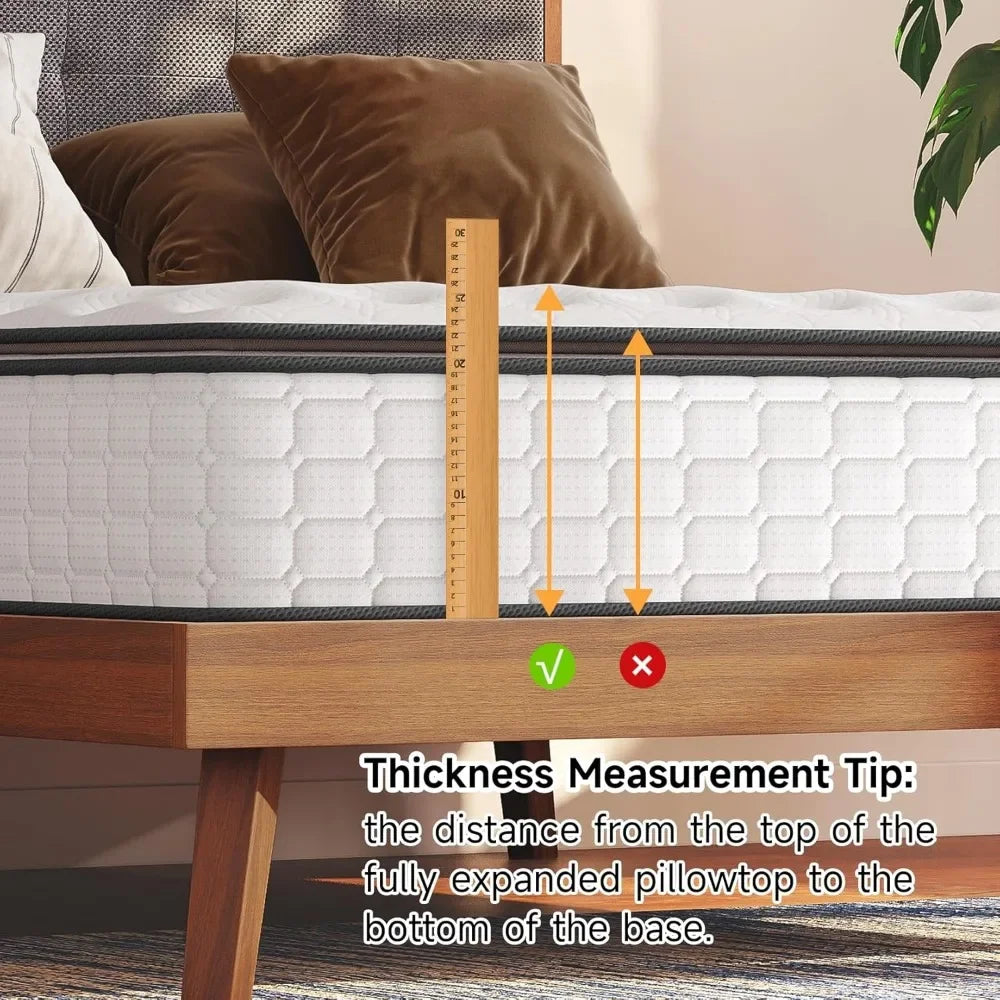 Ljustra Full Size 10 Inch Hybrid Mattress Pillow Top Comfort Support