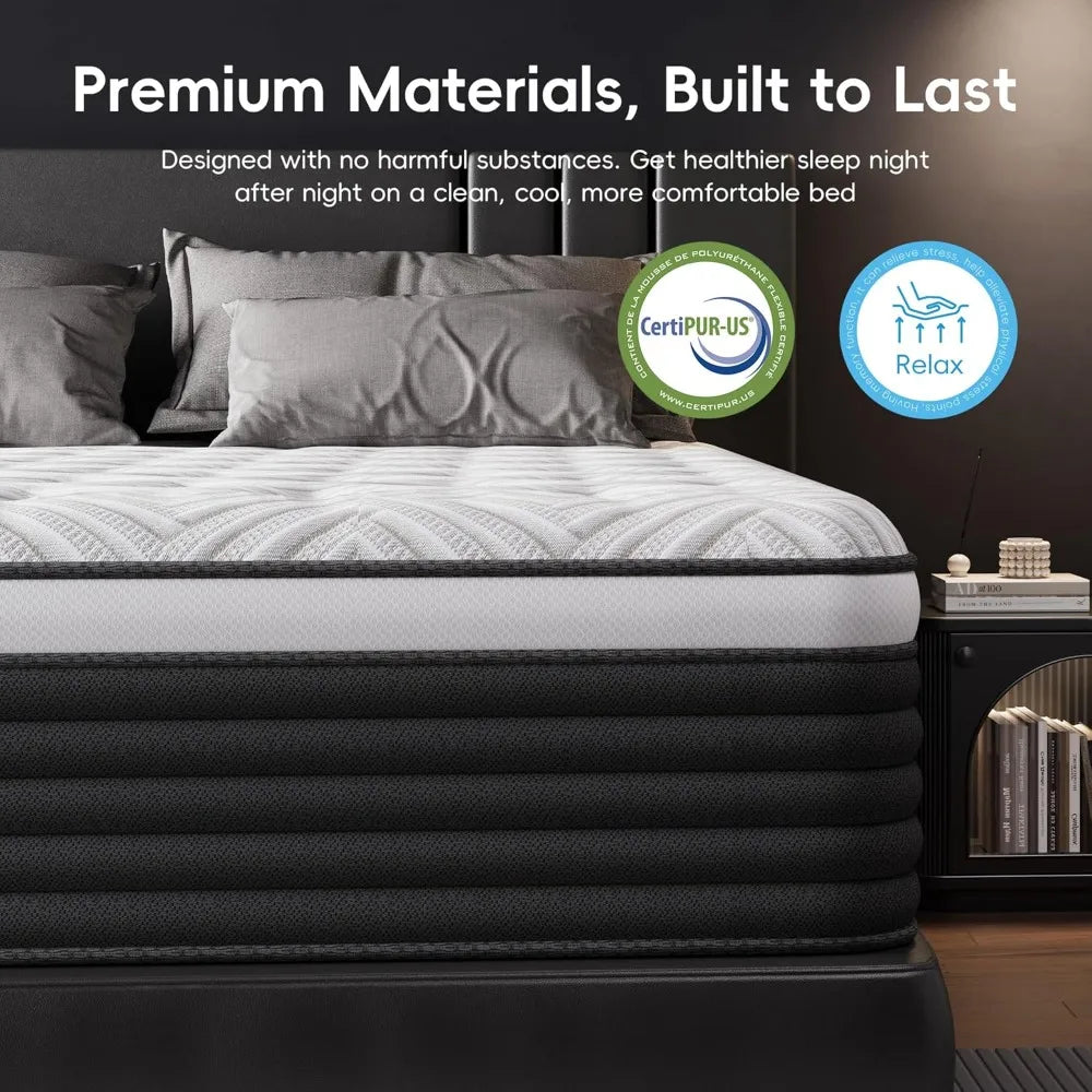 Ljustra Hybrid 12 Inch Mattress Memory Foam Pocket Spring Pain Relief