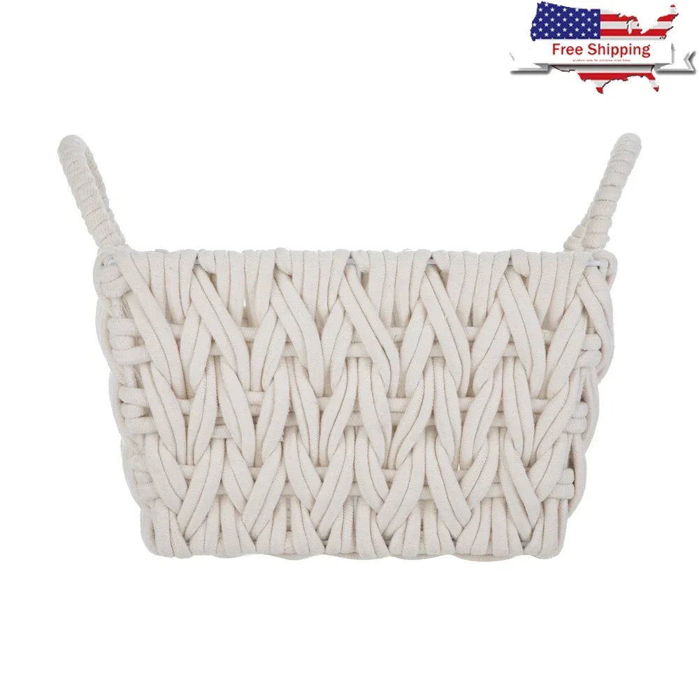 Medium Woven Rope Storage Basket Handwoven Bohemian Home Decor