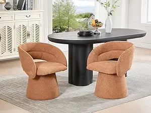 Swivel Barrel Dining Chairs Set of 2 Mid Century Modern Accent Armchairs