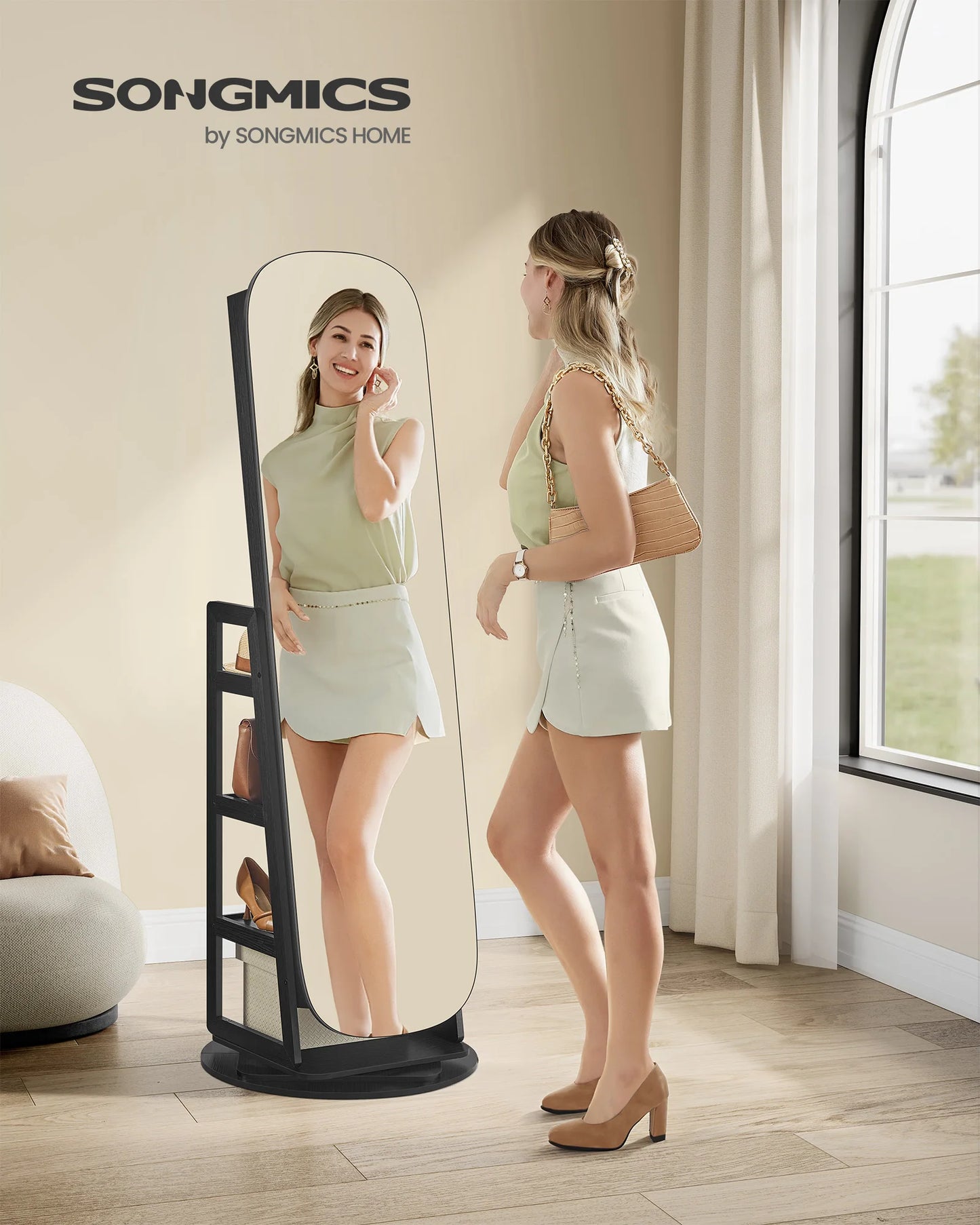 Ljustra LED Jewelry Cabinet 360 Swivel Organizer Lockable Mirror