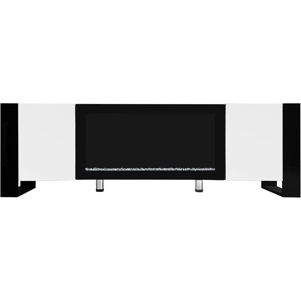 Modern Fireplace TV Stand with Electric Fireplace and Storage Cabinet