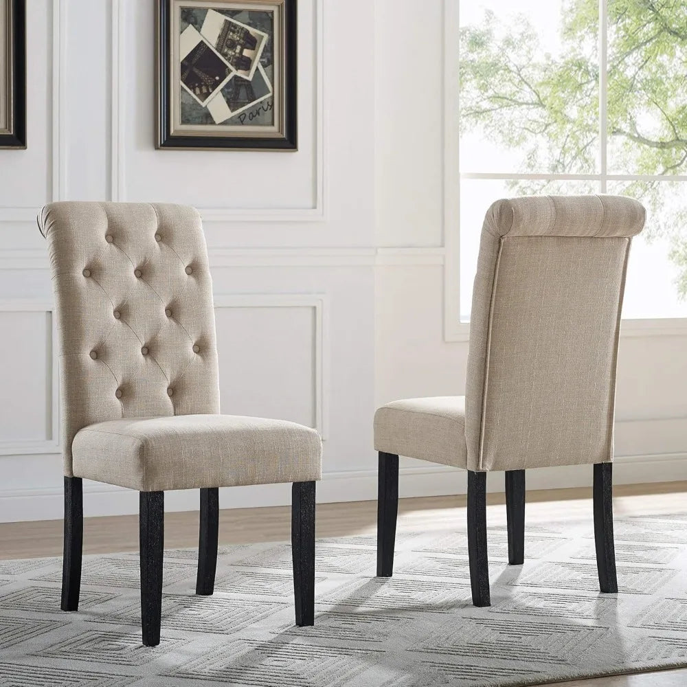 Leviton Solid Wood Tufted Parsons Dining Chairs Set of 2 Modern Furniture