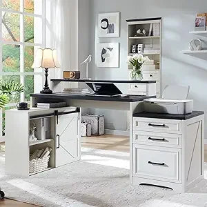 Home Office Desk Modern Farmhouse Computer Desk with Storage 67 Inch