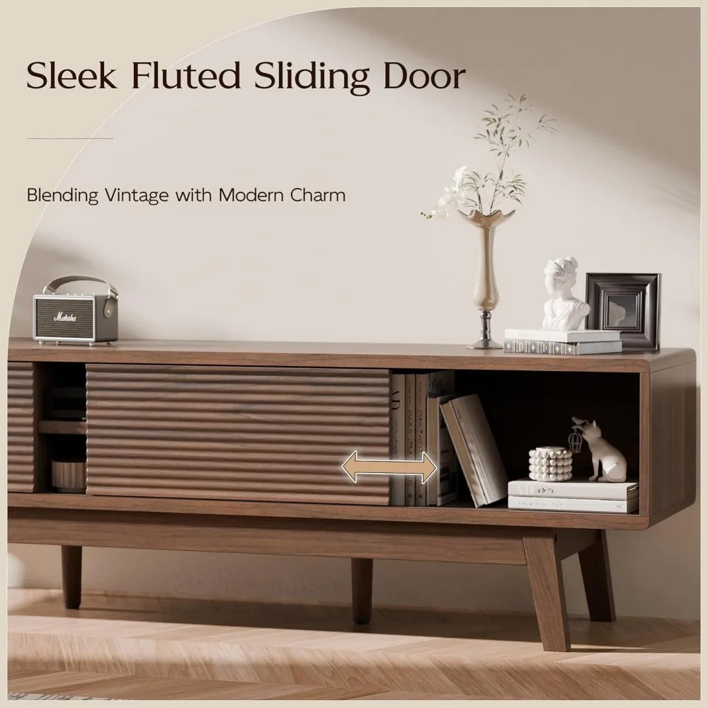 Mid Century Modern TV Console 55-65 Inch Low Profile Media Stand