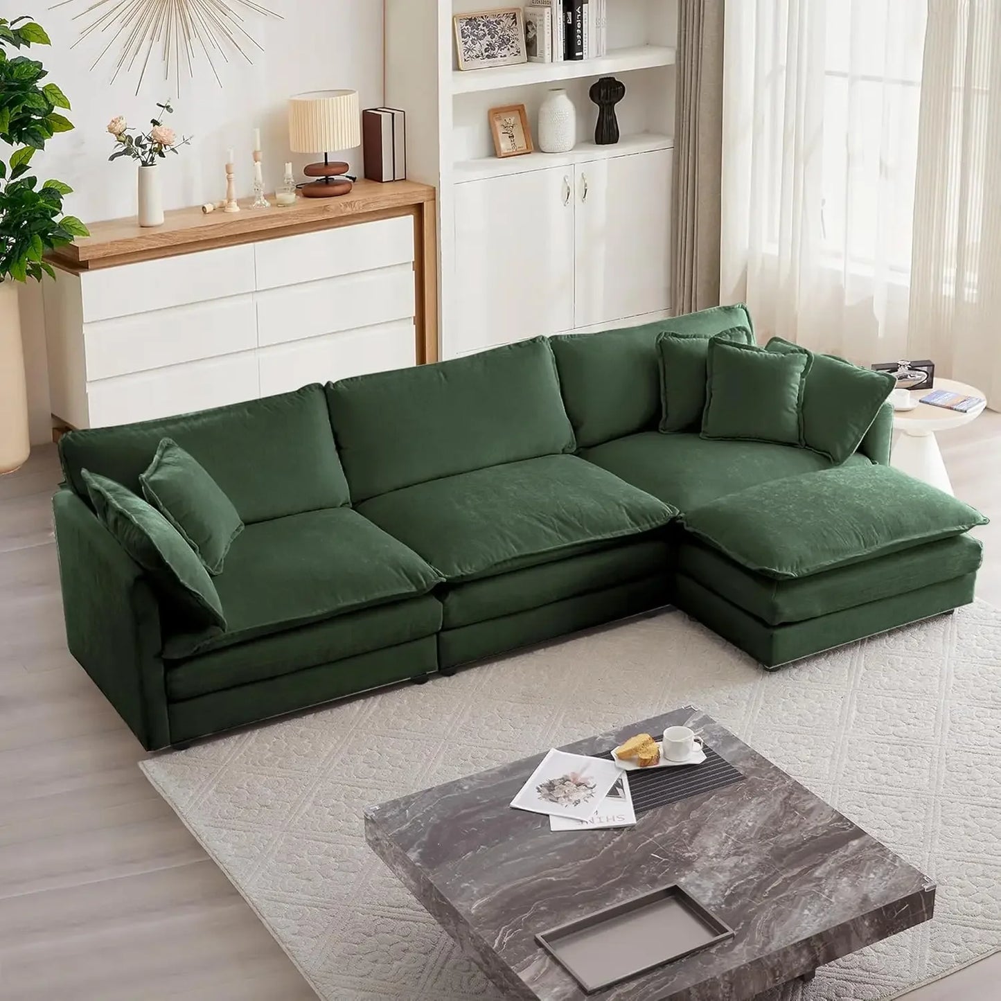Ljustra Modular Sectional Sofa L-Shaped Couch 3-Seater with Ottoman