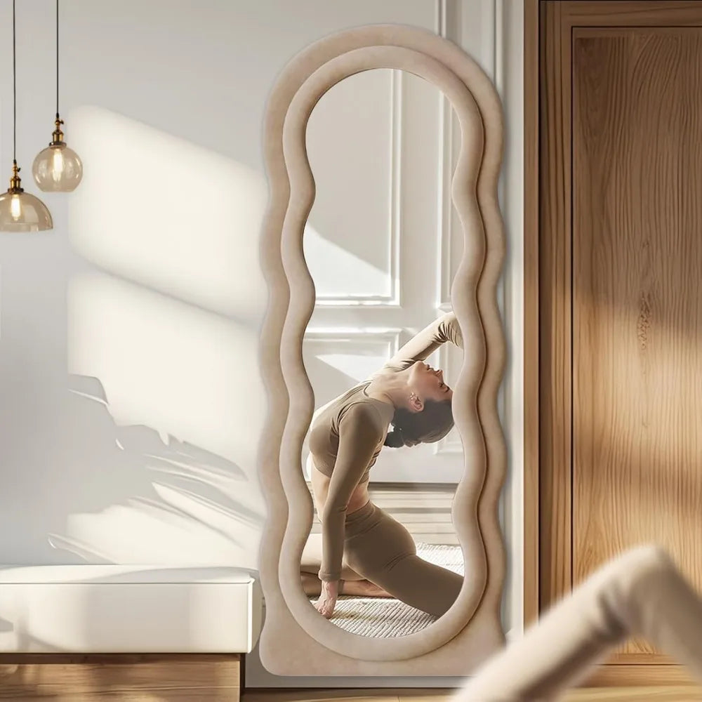 Full Length Arched Wavy Mirror 63"x24" Wall Mounted Floor Standing