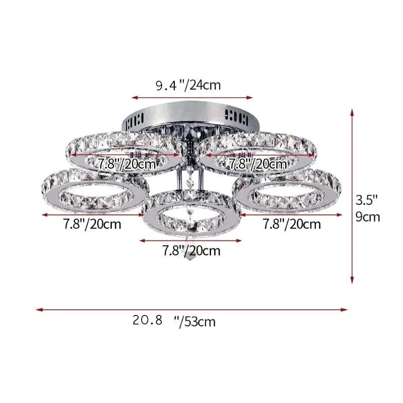 Modern K9 Crystal Chandelier Ceiling Light Fixture LED Pendant Lamp