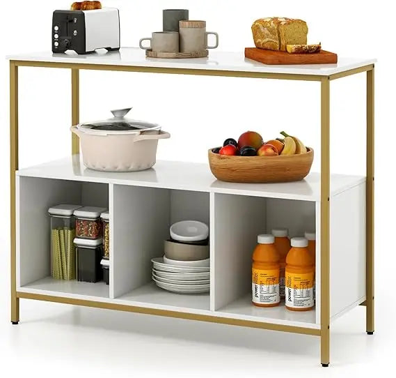 Buffet Cabinet Sideboard Storage Open Shelf 3 Cubbies Modern Table