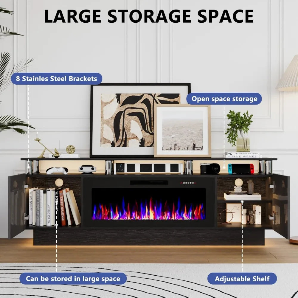 Fireplace TV Stand with 36 Inch Electric Fireplace Modern Living Room